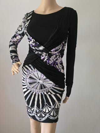 Emilio Pucci Black Multicolor Signature Print Sexy Summer Dress 42 sz