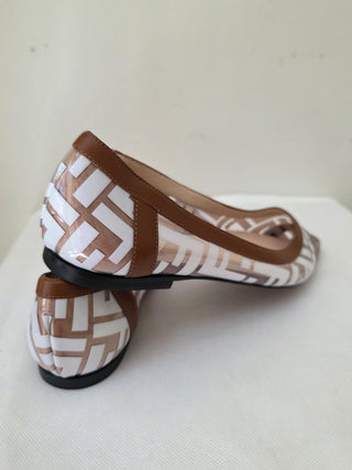 Fendi Brown White Zucca FF Logo PVC Ballet Flats 36 sz