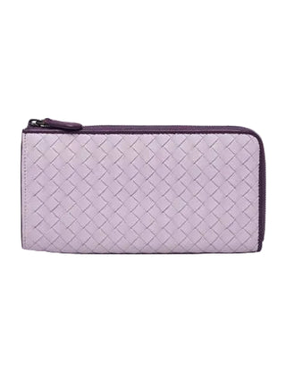 Bottega Veneta Purple Intrecciato Woven Nappa Leather Zip Around Wallet