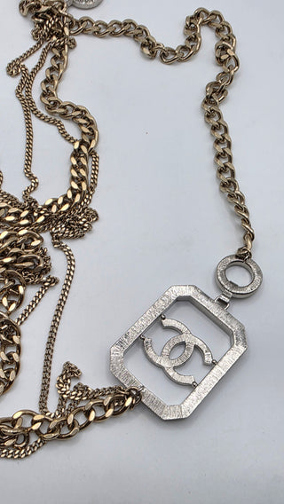 Chanel Strass Interlocking CC Gold-tone Long Station Necklace