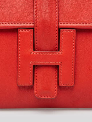 Hermes Vermillion Swift Leather Jige PM Clutch Bag