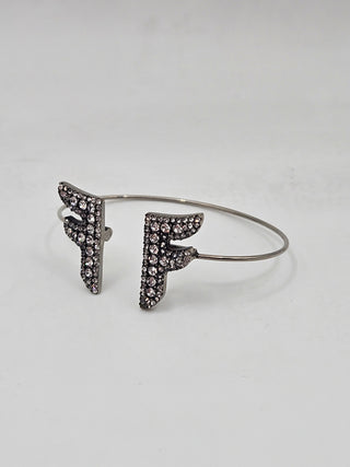 Fendi Silver-tone Crystal F is Fendi Logo Cuff Bracelet