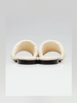 Bottega Veneta White Embossed Leather Lido Flat Sandals 37 sz