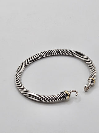 David Yurman Sterling Silver Two-Tone Buckle Classic Cable Bracelet