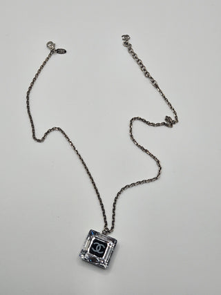 Chanel Black resin Crystal Interlocking CC Cube Pendant Necklace