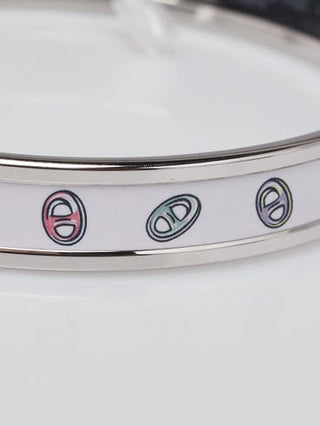 Hermes Jasmin Enamel Printed Narrow Bangle Bracelet Size 65