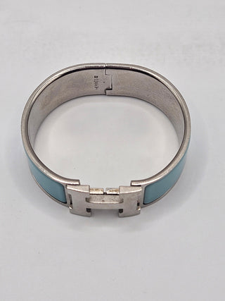 Hermès Blue Enamel Palladium-Plated Clic Clac H bracelet PM