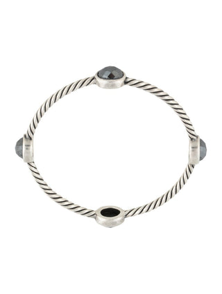 David Yurman Sterling Silver Hematine Color Classics Four Station Bangle Bracelet