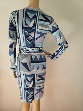 Emilio Pucci Blue Multicolor Signature Print Summer Dress 4 US sz