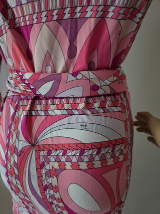 Emilio Pucci Pink Printed Bateau Neckline Tunic S sz