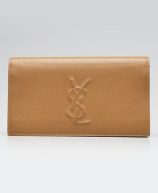 Yves Saint Laurent Beige Leather Large Belle du Jour Clutch Bag