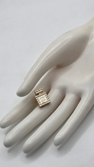 Chanel Gold-tone 2022 Interlocking CC Perfume Bottle Pin