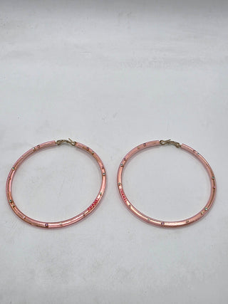 Chanel Pink Strass Resin CC Logo Hoop Earrings