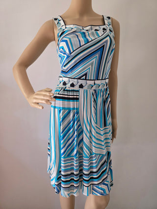 Emilio Pucci Blue Multicolor Printed Mini Summer Dress M sz