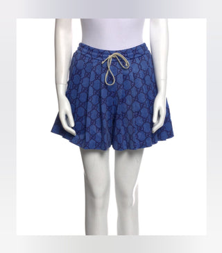 Gucci Blue multicolor GG print pleated shorts M sz