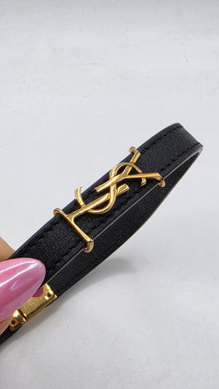 Saint Laurent Gold-tone YSL Logo Leather Choker