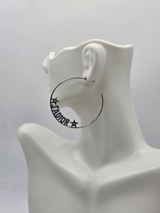 Christian Dior Silver-tone J'Adior Crystal Hoop Earrings