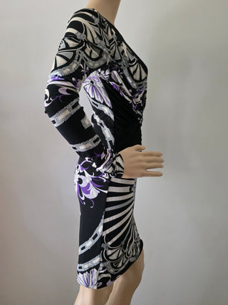 Emilio Pucci Black Multicolor Signature Print Sexy Summer Dress 42 sz
