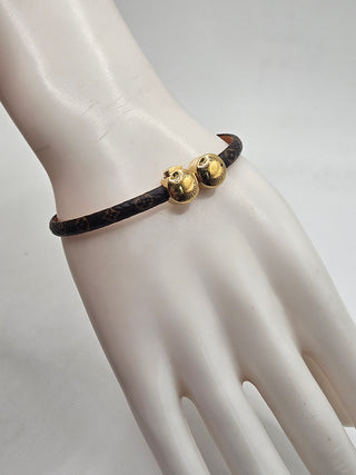 Louis Vuitton Brown Gold-tone Historic Mini Monogram Bracelet