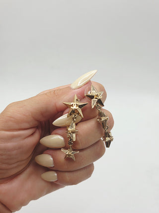 Chanel Gold-tone Interlocking CC Star Drop Earrings