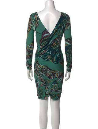 Emilio Pucci Green Multicolor Paisley Print Mini Dress 40 sz