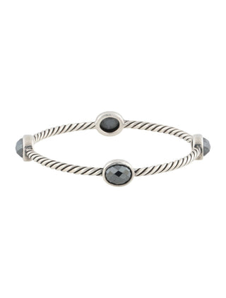 David Yurman Sterling Silver Hematine Color Classics Four Station Bangle Bracelet