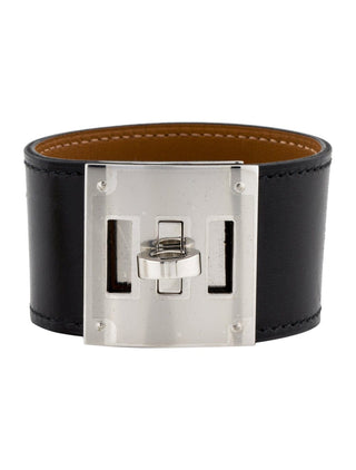 HERMÈS Black Leather Kelly Dog Wrap Bracelet