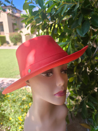 Eye catching Hermès Red Cotton Fedora Hat 58 sz