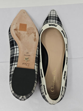 CHRISTIAN DIOR J'adior Canvas Ballet Flats 37 sz