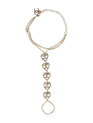 Chanel Gold-tone Interlocking CC Heart Station Bracelet and Ring