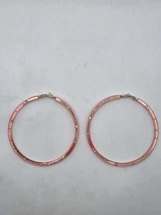Chanel Pink Strass Resin CC Logo Hoop Earrings