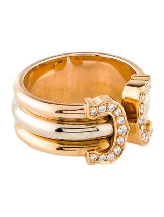 Cartier Vintage Diamond Double C de Cartier Band 6 sz