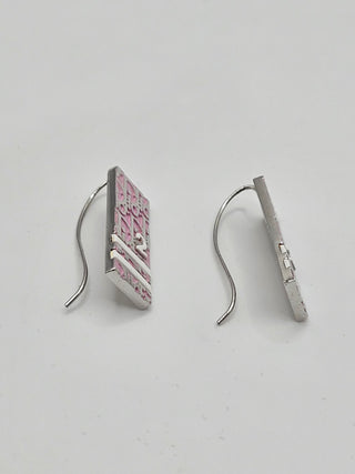 Christian Dior Silver-tone Enamel Trotter Logo Drop Earrings