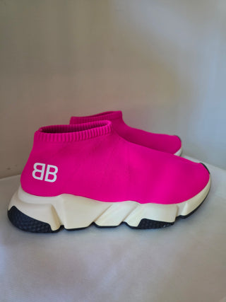 Balenciaga Hot pink Logo Printed sock sneakers 39 sz