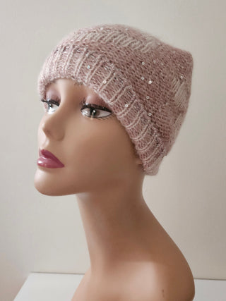 Louis Vuitton Light Pink Logo Sequin Mohair Beanie