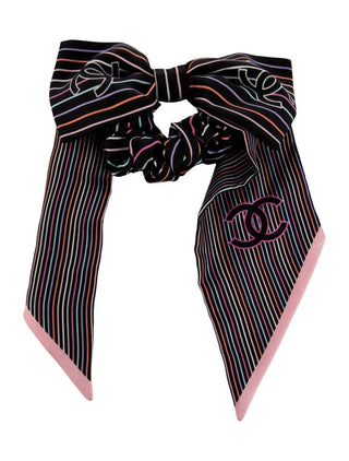 Chanel Multicolor Interlocking CC Silk Hair Scrunchie