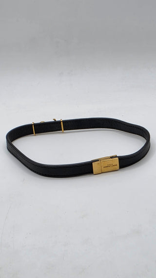 Saint Laurent Gold-tone YSL Logo Leather Choker