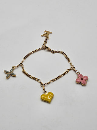 Louis Vuitton Gold-tone Sweet LV Monogram Enamel Charm Bracelet