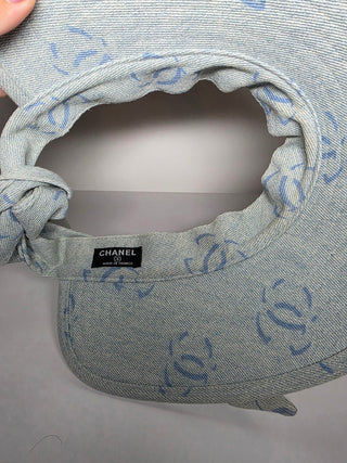 Chanel Blue Interlocking CC Denim Visor