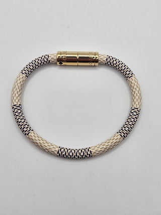 Louis Vuitton Signature White Blue Damier Leather Keep It Bracelet