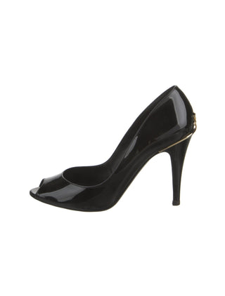 Chanel Black Patent Leather 2008 Interlocking CC Logo Pumps 39.5