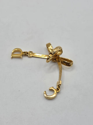 Christian Dior Gold-tone CD Logo Bow Clip-On Earrings