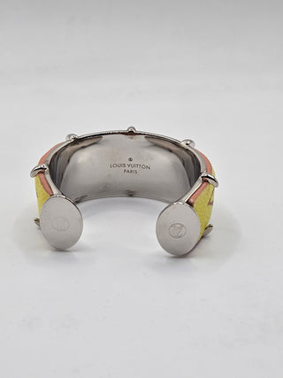 Louis Vuitton Silver-tone LV Monogram Wide Cuff Bracelet