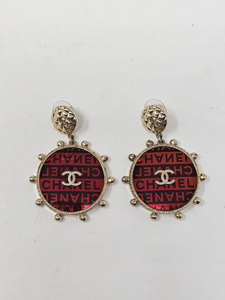 CHANEL Gold tone CC Logo Oversized Drop Earrings