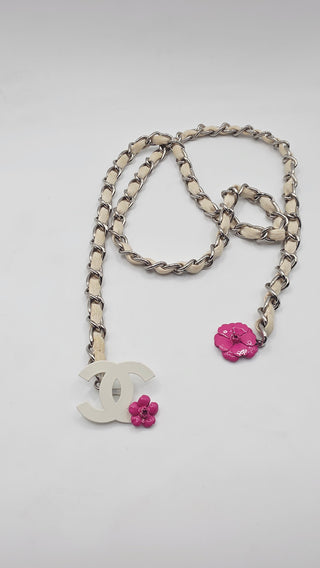 Chanel Gold-tone white leather 2004 Chain-Link Belt M sz