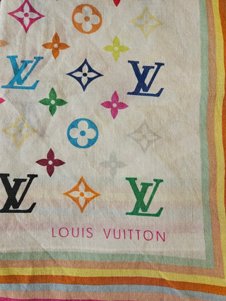 Louis Vuitton White Multicolor LV Monogram Printed Scarf