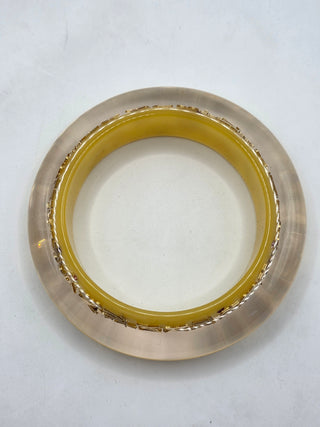 Louis Vuitton Gold-tone Wide lV Charm Inclusion Bangle