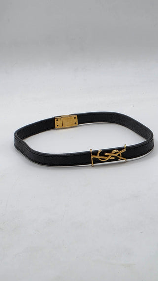 Saint Laurent Gold-tone YSL Logo Leather Choker