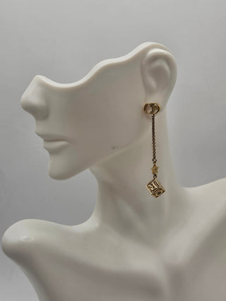 Christian Dior Gold-tone Crystal Star Dice Drop Earrings