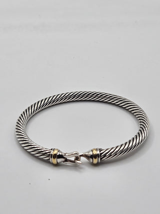 David Yurman Sterling Silver Two-Tone Buckle Classic Cable Bracelet